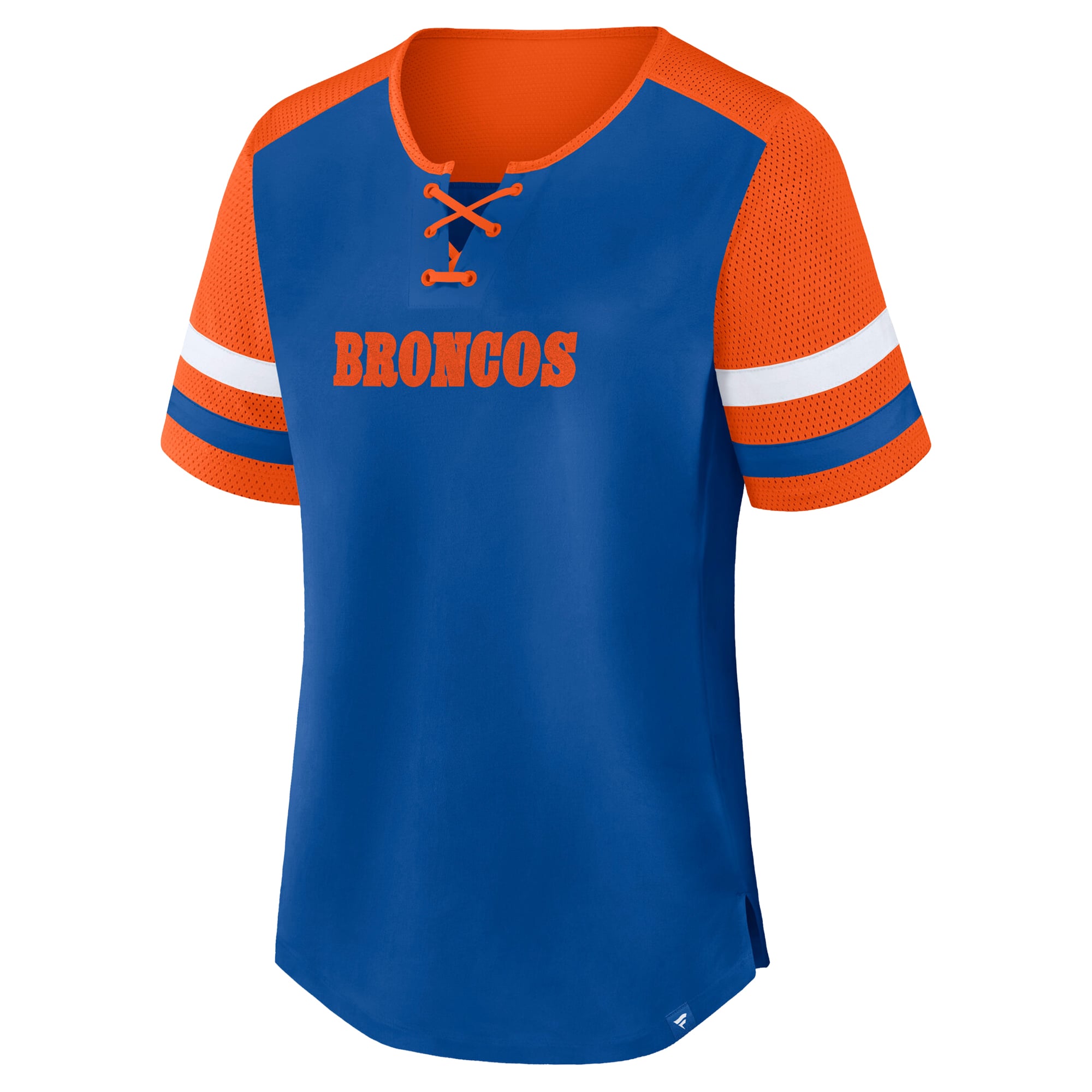 T-shirt à lacets Fanatics Royal/Orange Denver Broncos Grande Taille pour femmes